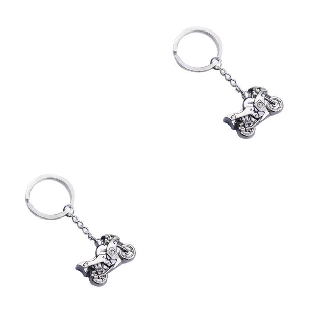 Jumpingount LLavero de motocicleta diseño Simple Metal motocicleta colgante llavero anillo vacaciones cumpleaños regalo plata 2piezas Jumpingount CBP014227