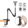 Webcam Stand Desk Clamp Mount, Camera Gooseneck Scissor Arm Mount with Phone Holder, 1/4" Thread for Logitech Gopro