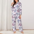 thumbnail image 2 of Balery Butterflies in Pastel Conjunto de Pijama con Estampado para Mujer, Conjunto de Dos Piezas con Manga Larga, Ropa de Dormir Suave con Bolsillos, Pijamas Cómodos-Medium, 2 of 7