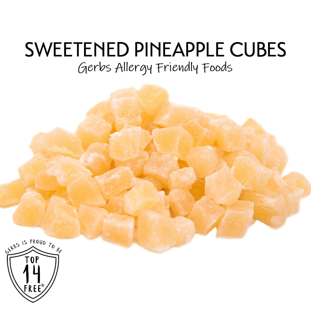 GERBS Dried Pineapple Cubes 2 LBS. | Freshly Dehydrated Resealable Bulk Bag | Top Food Allergy Free | Sulfur Dioxide Free Diced Pineapple|Effective in acne flairs & bone health | Gluten & Peanut Free