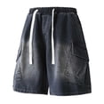 thumbnail image 4 of StSilkitty Mens Casual Denim Shorts Summer Solid Color Loose Drawstring Shorts with Pocket Soft Comfy Shorts, 4 of 6
