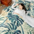 thumbnail image 4 of Manfei Palm Leaves Bedding Sets Twin Size,Tropical Botanical Comforter Sets with Sheets,Green Yellow Bed in a Bag Twin Size For Men Women,Super Cozy Bedroom Decorative Reversible,7-Piece, 4 of 7