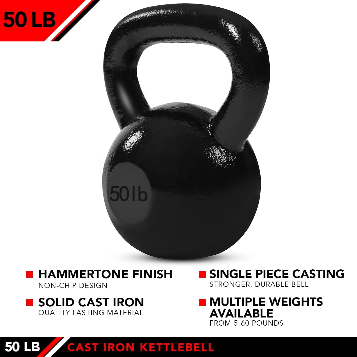 JFIT Kettlebell Weights Cast Iron, 50 LB