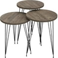 thumbnail image 6 of PAK HOME Set of 3 Pine Wood Grey Nesting End Tables Round Wood Stacking Coffee Side Accent Table with Metal Legs for Living Room, Home Office, Nightstands for Bedroom, 6 of 9