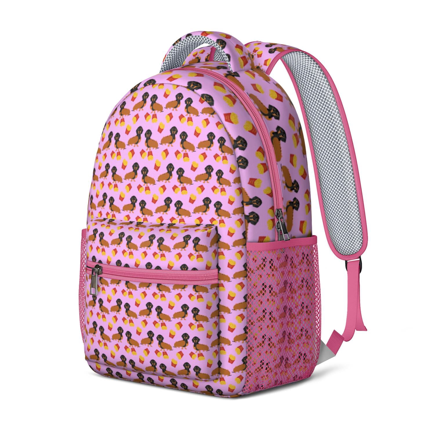 Artistic Dog Pattern Daypack - Adjustable S-Shaped Shoulder Straps for Comfort