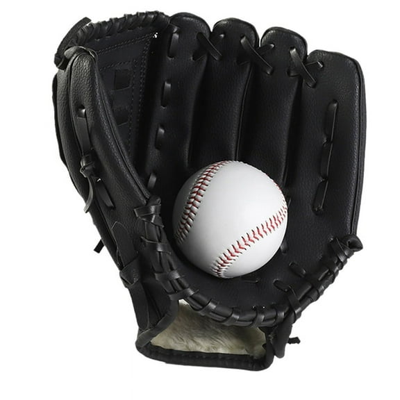 10.5 Inch Baseball Gloves Fielding Gloves Professional Baseball and Softball PU Catching Gloves Black PU Black