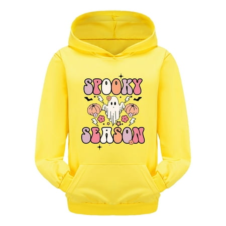 

Toddler Girls Sweatshirt Halloween Hoodies Long Sleeve Hoodie Drop Shoulder Pocket Autumn Hooded Sweatshirts for Girls 4T-5T