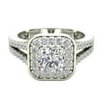 thumbnail image 4 of Cushion Halo Split Shank Diamond Engagement Ring 14K White Gold 1.10 CT TW (G,VS1), 4 of 5