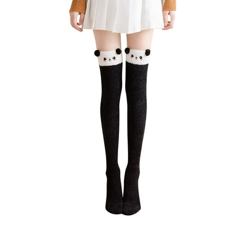 

10 pair Women s Animal Knee Length Coral Wool Thickened Warm Half Plush Home Stockings Color Random