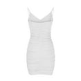 thumbnail image 5 of IROINNID Wedding Guest Dresses for Women Semi Formal Evening Night Casual Homecoming Dress Summer V-neck Open Back Pleated Wrapped Hip Strap Dress Elegant Bodycon Dress,White, 5 of 6
