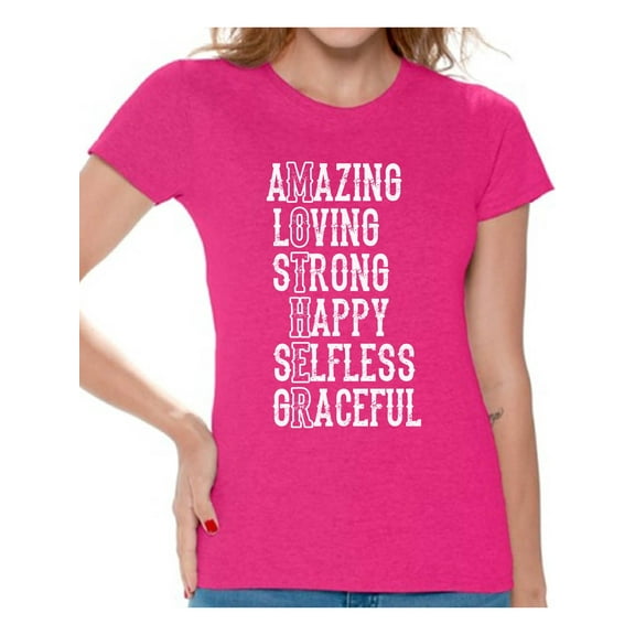Awkward Styles Women's Mother Amazing Loving Strong Happy Graphic T-shirt Tops Mother's Day Gift