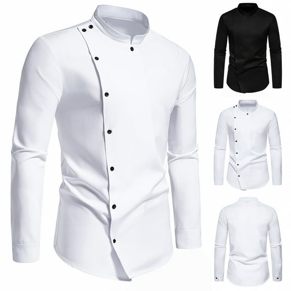 safuny Men's Long Sleeve Shirts Slim Suit Tops Big&Tall Fashion Outwear Turn Down Collar Sweatshirts Button Solid Color Pullover Casual Cotton Black L