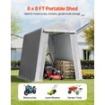 thumbnail image 6 of VEVOR Outdoor Storage Shed, 6 x 8 ft Portable Storage Tent with 2 Roll-up Doors & Vents, Waterproof Canopy Shed Shelter, Heavy Duty Frame, Patio Garage Carport for Motorcycle, Lawn Mower, Bike, Grey, 6 of 9