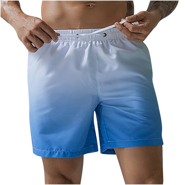 Leutsin Men's Summer Leisure Five-Point Gradient Printed Sports Beach Pants Shorts