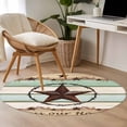 thumbnail image 4 of Western Texas Star Green Round Area Rug 3.3 FT, Non Slip Small Entryway Kitchen Mat, Farmhouse Brown Country Vintage Washable Soft Circular Rug Non-Shedding Door Mat for Bathroom Playroom Kids Room, 4 of 9