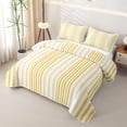 thumbnail image 3 of Castle Fairy Vintage Vertical Stripe Bed Spread Queen 3pcs,Abstract Thin Line Queen Coverlet Set,Gold Cream White,1 Quilt and 2 Pillowcases, 3 of 7