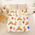 thumbnail image 5 of Manfei Pretty Rainbow Bed Sheets,Cartoon Capybara Pattern Full Size Sheets,Beige,4 Pieces,1 Flat Sheet, 1 Fitted Sheet and 2 Pillowcases, 5 of 6