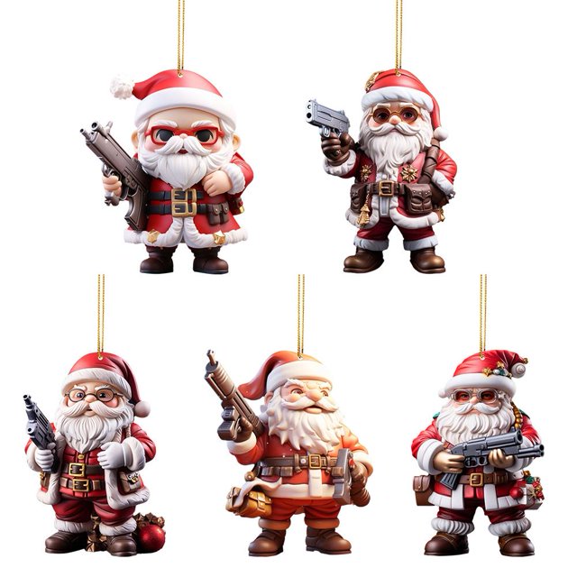 SGACAI Adornos para árbol de Navidad de Papá Noel, acrílico, ametralladora, decoración colgante I8