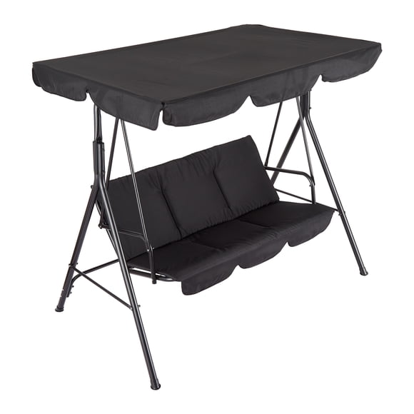 QinaQin Columpio para patio de 3 plazas con toldo ajustable, estructura de acero y capacidad de 500 lb, ideal para jardín, alberca o porche