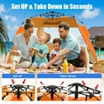 thumbnail image 5 of GVN 3-4 Person Easy Pop Up Beach Tent UPF 50+ Portable SMQB Shelter-Orange, Beach Shade, Easy Pop Up Beach Shade Beach Tent, SMQB Shelter Instant Portable Beach Tent Umbrella, 5 of 11