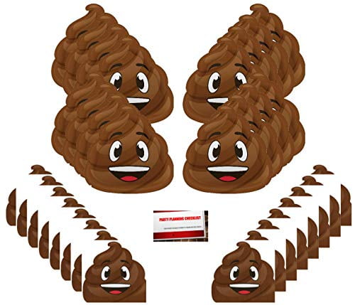Assorted Emoji Dessert Plates Serves 8 Guests Includes Poop Shaped Dinner Plates /& Napkins Assorted Blue Cutlery Poop Emoji Theme Birthday Party Supplies Set Cups /& Party Checklist
