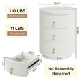 thumbnail image 5 of Demi Bonn 20" Wood Nightstand with 3-Drawers, Bedside End Table for Bedroom, Modern Round Side Table with Storage, White, 5 of 5