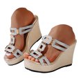 thumbnail image 3 of DAFEI Sandales Compensées en Liège pour Femmes avec Décoration Carrée en Métal Rétro, à la Mode et Confortables Chaussures pour Femmes, 3 of 8