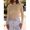 thumbnail image 4 of Remera PRETTYGARDEN de Cuello Alto, Manga Larga, Canalé, Color Caqui, Talle M, 4 of 8