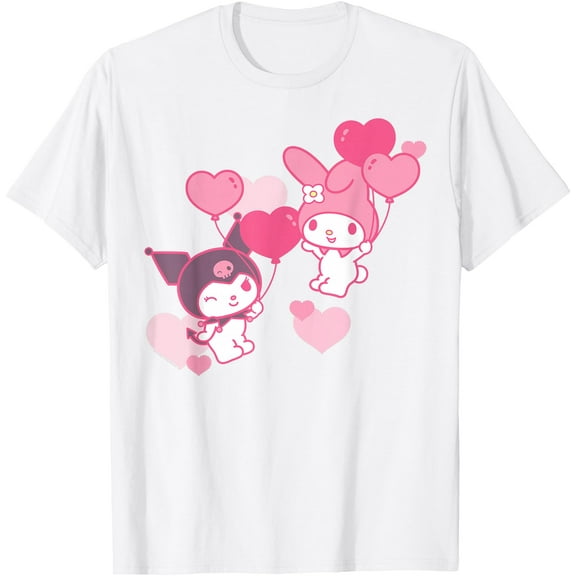 My Melody and Kuromi Valentine's Day Hearts DTG Print Unisex T-Shirt