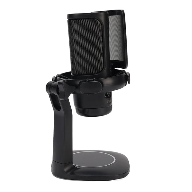 Gaming Gaming USB Microphone for PC Cardioid Desktop RGB Mic Condenser Microphone with Pop Filter for Streaming Podcasting