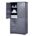 thumbnail image 2 of Knubmt 2 Doors Storage Cabinet with 3 Drawers, Wide Cabinet for Bathroom,Office,Living Room, Gray, 2 of 9