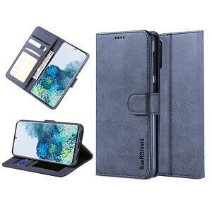 Samsung Galaxy S20 Plus Portefeuille SupRShield en Cuir Bleu Marine avec Support Magnétique