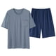 thumbnail image 1 of Mens Casual Botón Abajo Camisas Manga Larga Sólida Manga Corta Bolsillo Tee Coincidencia Suelta Cintura Pantalones Cortos Conjunto de Verano, 1 of 8