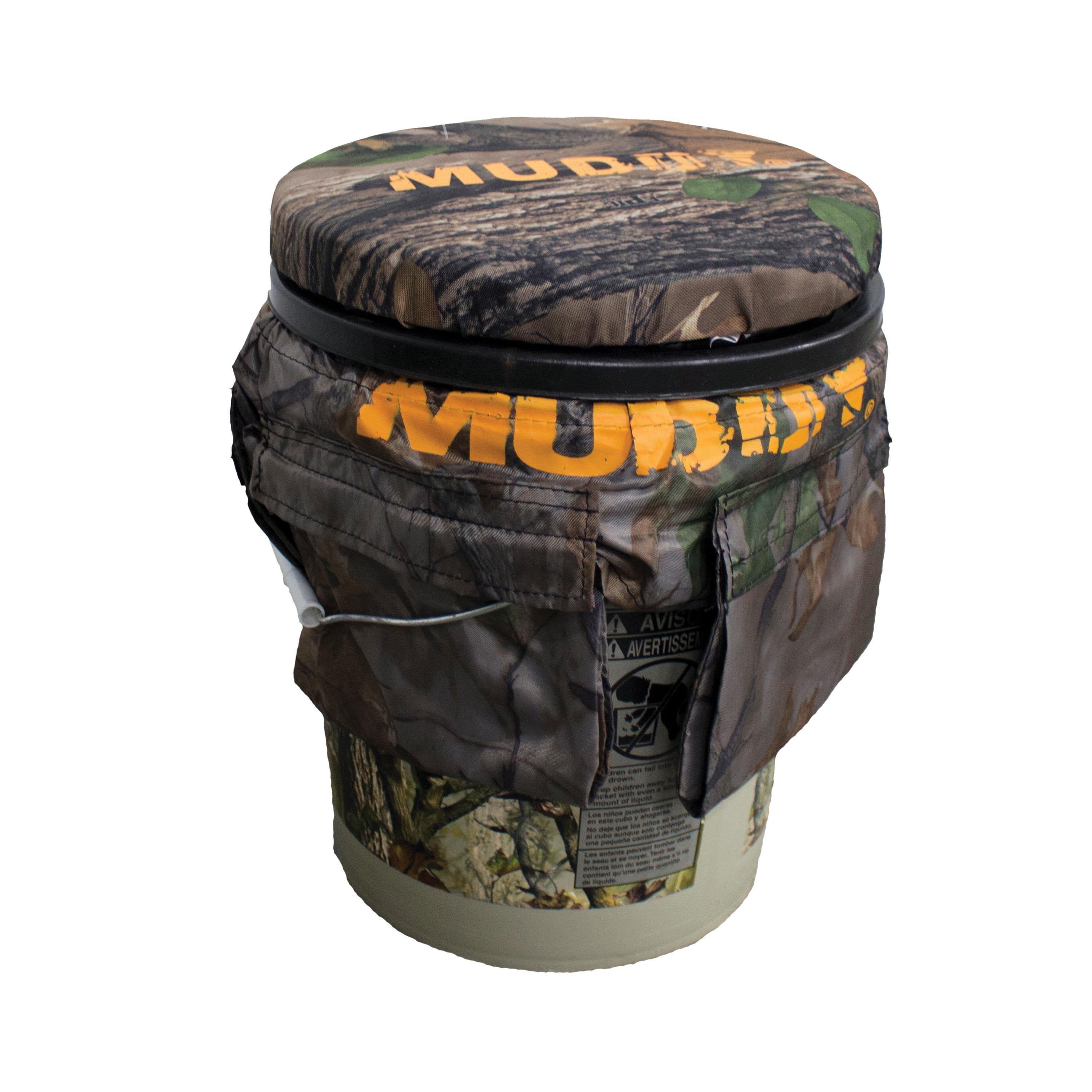 MUDDY SPORTSMAN'S BUCKET, 5 GALLON CAMO & TAN BUCKET, WITH CAMO SPIN