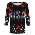 thumbnail image 4 of Recent Purchases,Sriper Fourth of July Shirts for Women,Ladies 3/4 Sleeve Tops for Sweats,Red Summer Top,White and Red Graphic Tee,Blusas Manga 3/4 Para Mujer Con Cuello,4X, 4 of 5
