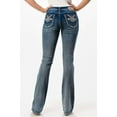 thumbnail image 3 of Charme by Grace in LA Women's Aztec Motif Embroidered Bootcut Stretch Jeans (25, Blue), 3 of 3