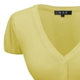 thumbnail image 2 of YEMAK Women's Short Sleeve Cropped Bolero Button Down Cardigan Sweater HB2137-BYL-4X, 2 of 11