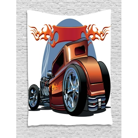 Cars Tapestry Cartoon Hot Rod Antique Customized Clical American Cars Tapestry Cartoon Hot Rod Antique Customized Clical American Engine Nostalgia Revival Wall Hanging