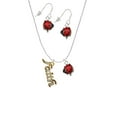 thumbnail image 2 of Delight Jewelry Goldtone Crystal Script ''Faith'' Red Lucky Ladybug Necklace and Dangle Earrings Set, 2 of 6
