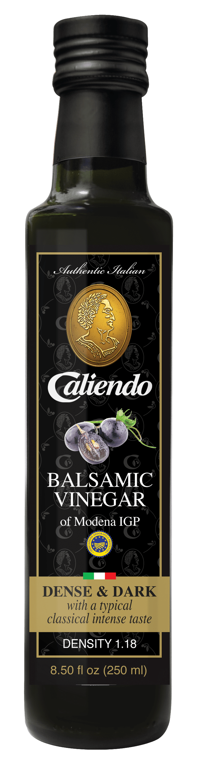 Caliendo Authentic Italian Balsamic Vinegar of Modena of IGP, 1.18 Density 8.5 Fl Oz Glass Bottle