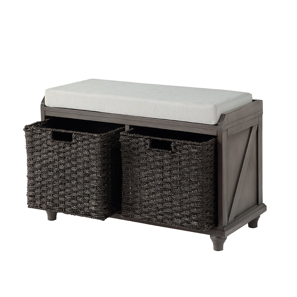 Lowestbest Homes and Gardens Cube Organizer, Storage Bench with 2 Woven Baskets Lowestbest Homes and Gardens Cube Organizer, Storage Bench with 2 Woven Baskets