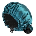 thumbnail image 2 of Women's Satin Sleep Cap, Double Layer Silky Fabric with Adjustable Back Buttons, Hair Protection Bonnet for Nighttime, Preventing Frizz and Breakage Turquoise, 2 of 4