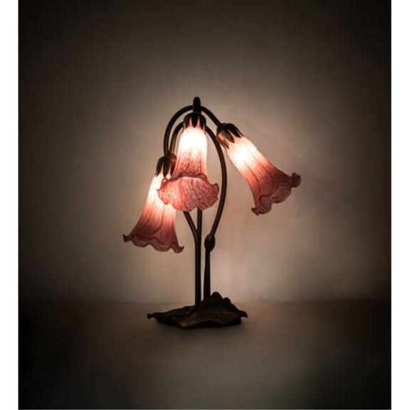 16" High Lavender Pond Lily Tiffany Pond Lily 3 Light Accent Lamp