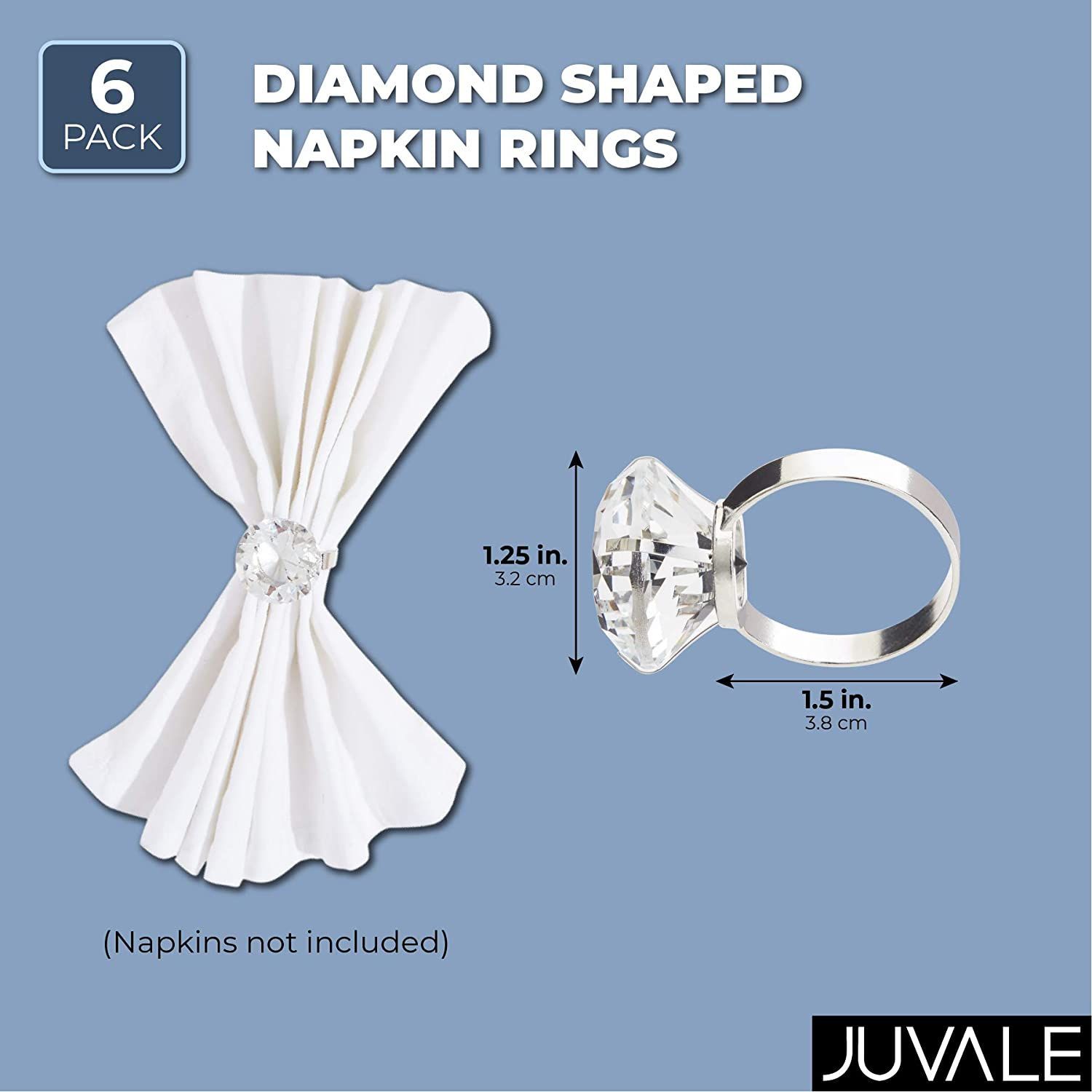 Christmas Dining Table Thanksgiving Wedding Reception Dinner Party Decoration 8 Pack Saaqi Crystal Silver Napkin Rings for Special Occasion Place Setting Holiday