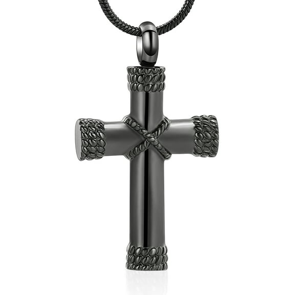 Rope Winding Cross Cremation Ashes Urn Pendant Necklace Memorial Keepsake Jewelry Lord’s Prayer Cross Ashes Necklaces