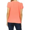 thumbnail image 3 of MOA Collection Women's Casual Pleated Front Petal Cap Sleeve Round Neck Blouse, 3 of 6