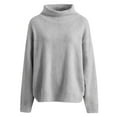 thumbnail image 4 of Comdrip Chandails Confortables pour Femmes Chandails Surdimensionnés Confortables en Tricot Col Rond Automne Chandail Tendance Tenues d'Automne Chandail Col Roulé Femmes, Gris m, 4 of 5