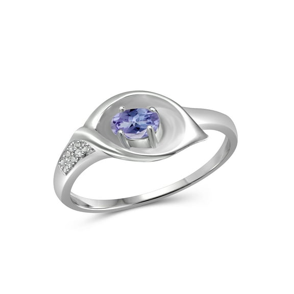 JewelersClub Tanzanite Ring Birthstone Jewelry – 0.25 Carat Tanzanite 0.925 Sterling Silver Ring Jewelry with White Diamond Accent – Gemstone Rings with Hypoallergenic 0.925 Sterling Silver Band