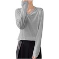 thumbnail image 2 of ClodeEU Women's Lightweight V Neck Long Sleeve Knit Top ,Casual Comfort Pullover Blouse ,Women's Plus L, 2 of 6