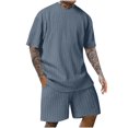 thumbnail image 1 of Weiqiqre Men's 2 Piece Outfits Short Sleeve Crewneck Summer T Shirt and Drawstring Casual Track Shorts Set, 1 of 6
